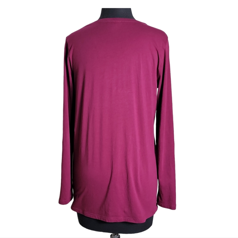 J. Jill Pull Over Half Button Up Crew Neck Top Si… - image 2